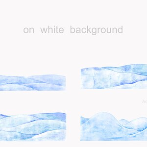 Snowing Watercolor clipart border and background Commercial use winter snow christmas new year landscape scene blue white hill digital png image 3