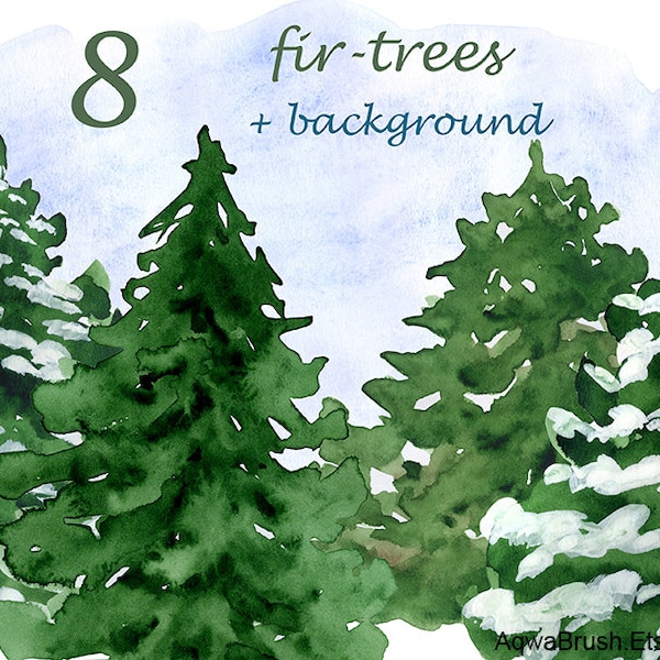 Aquarell Tannenbäume Clipart Kommerzielle Nutzung Weihnachten Neujahr grün Nadelbaum Fichte immergrünen Wald Winter Schnee Urlaub digitale png