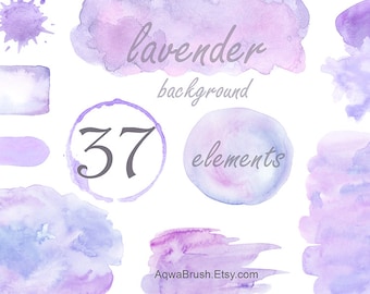 Lavender background Watercolor clipart Commercial use digital splash circle round form brush stroke stain spot patch overlay purple violet