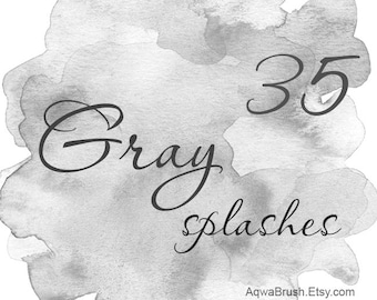Gray Splashs Aquarelle Arrière-plan - utilisation commerciale peinte à la main clipart numérique superposition abstrait pinceau lumière fond patch png