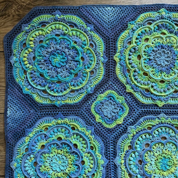 Pattern Blue Lagoon Mandala Blanket Etsy Canada