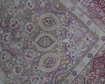 9'6''x12'7''  Large Soft Beige Rug, Vintage Floral Mute Rug / C-6304
