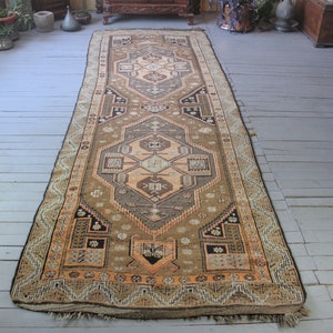 4'4"x12'8"ft  Vintage Kars Kagizman Wide Rug Runner, Vintage Turkish Anatolian Runner Rug, Ethnic Nomadic Bohemian Hallway Carpet
