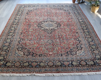 Vintage tapijt met medaillon, traditioneel groot vloerkleed, 8'4''x 12' / C-6277