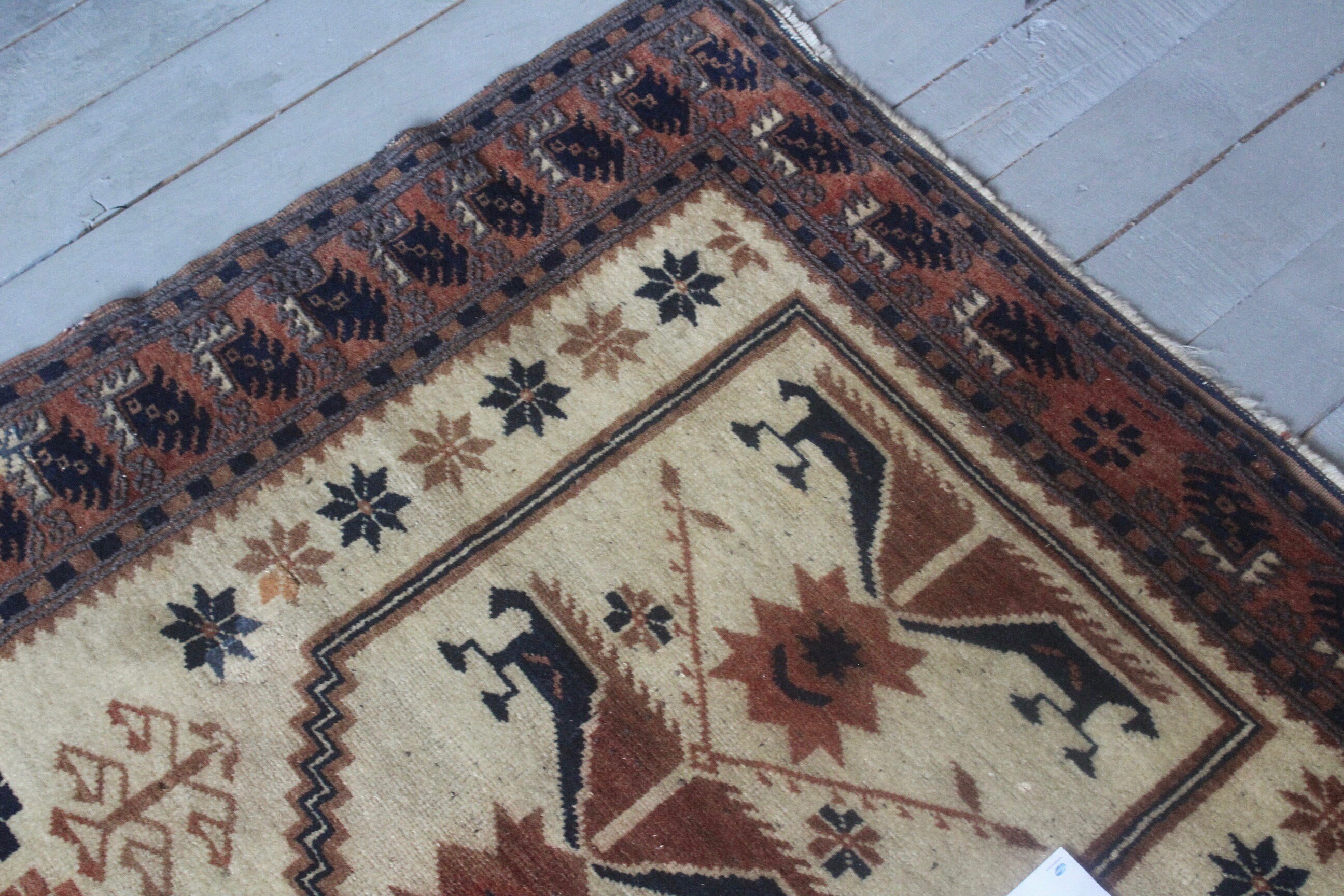 3'1x3'3 Ft Vintage Small BERGAMA Rug, Vintage Turkish Anatolian Carpet,  Vintage Ethnic Bohemian Nomadic Rug 