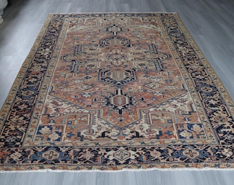 6'6''x9' Vintage CAUCASIAN inspired  Rug, Vintage Heriz  Style Rug , Large Turkish Rug / C-6288