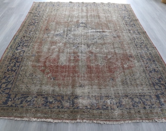 Antique Oushak Rug, Antique Anatolian Rug , Hand woven Medallion Rug from 1920s  / 6'4''x8'7'' / C-6270