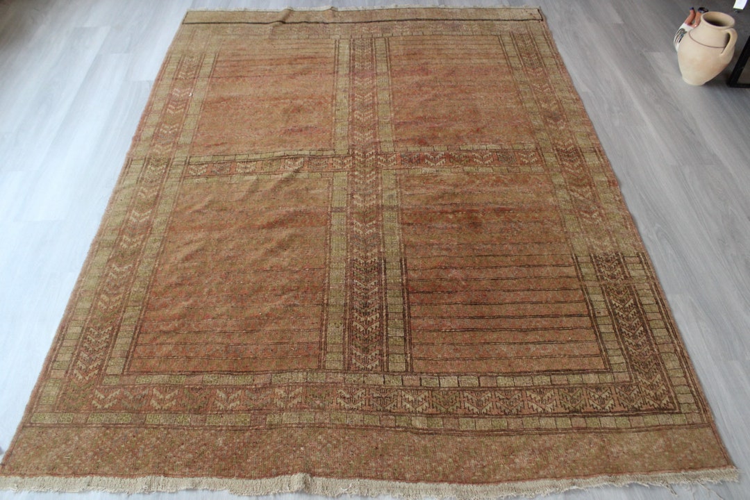 Vintage Crossed Bukhara Rug, Ethnic Bukhara Rug, Pale Red Rug, Large ...