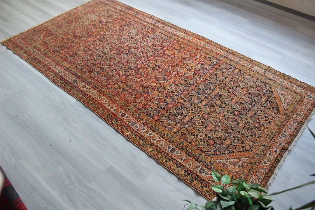 Antique Russian Rug, Vintage Russian Rug, Ethnic Area Rug, Tribal Wool ...