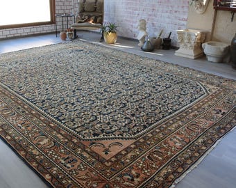 Vintage  Mahal Rug , Large Allover Rug with Antique Accents , 9'2''x12'7'' / C-6276