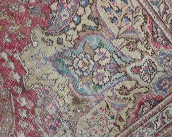 Vintage  Classic Medallion Rug , Large Turkish Rug with Soft Pastel Tones