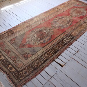 4'3"x11'2" ft Vintage Distressed Anatolian Rug Runner, Vintage  Wide Turkish Konya EREGLI Runner Rug