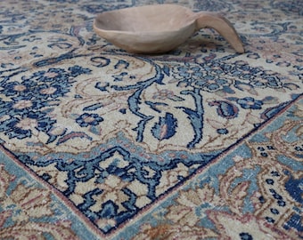 Beige-Blue Antique Heriz from 1880s ,  Rug, Large Turkish Rug , Eclectic Area Rug , 727''x11'3''  / C-6286