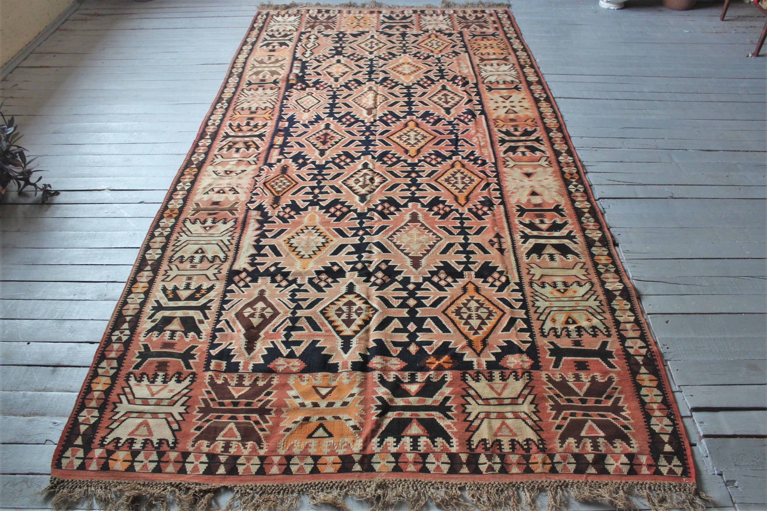 Vintage ZEHUR Kilim Ethnic Kilim Rug Vintage Kilim Rug Etsy