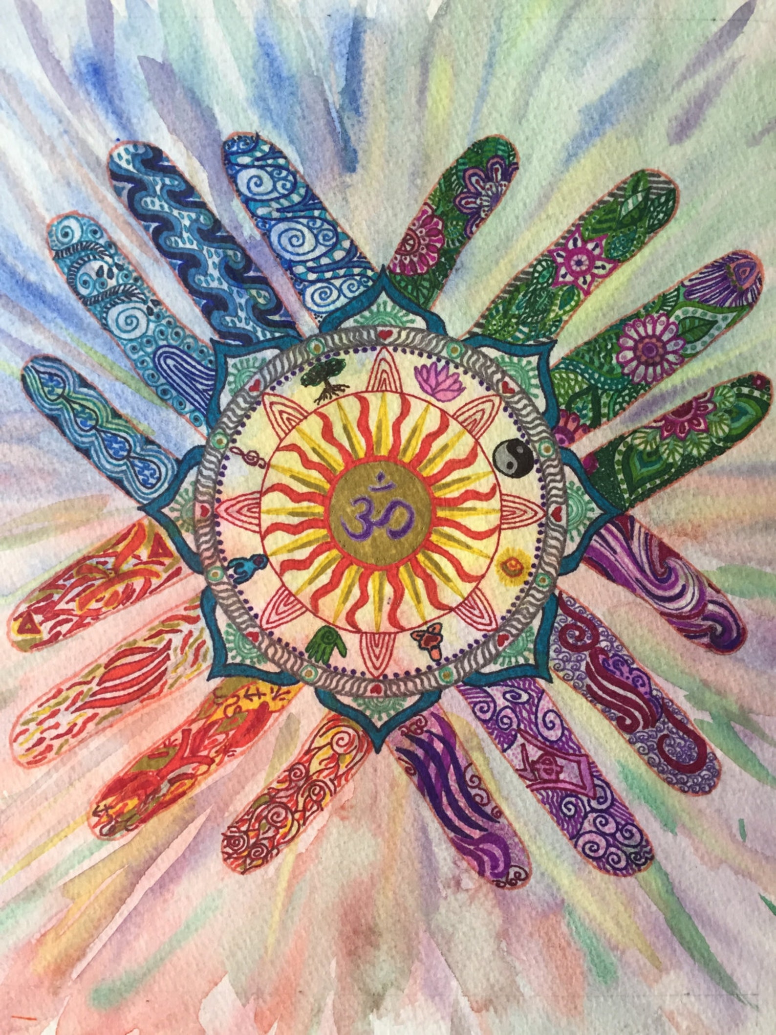 Healing Hands Mandala 8 by 10 print | Etsy