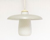 Vintage Glass pendant light, UFO scale lamp, grey, embossed glass, minimalist, mid century Modern, mid-century pendant