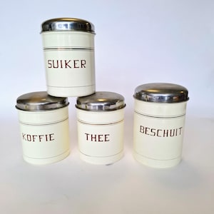 Vintage Enamel Storage Tins - Decorative and useful for the kitchen - Nostalgia