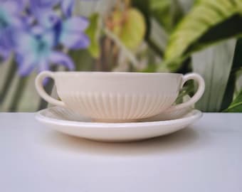 Wedgwood Edme Soup Bowl with Saucer - Ribbed - Tableware - Collecting - Kitchen