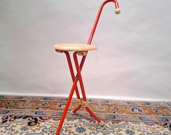 Red Ivan Loss Ulisse folding chair/walking stick from the 1980s - designed for Sandrigarden - Design - Folding chair - Stool - Italy 1981