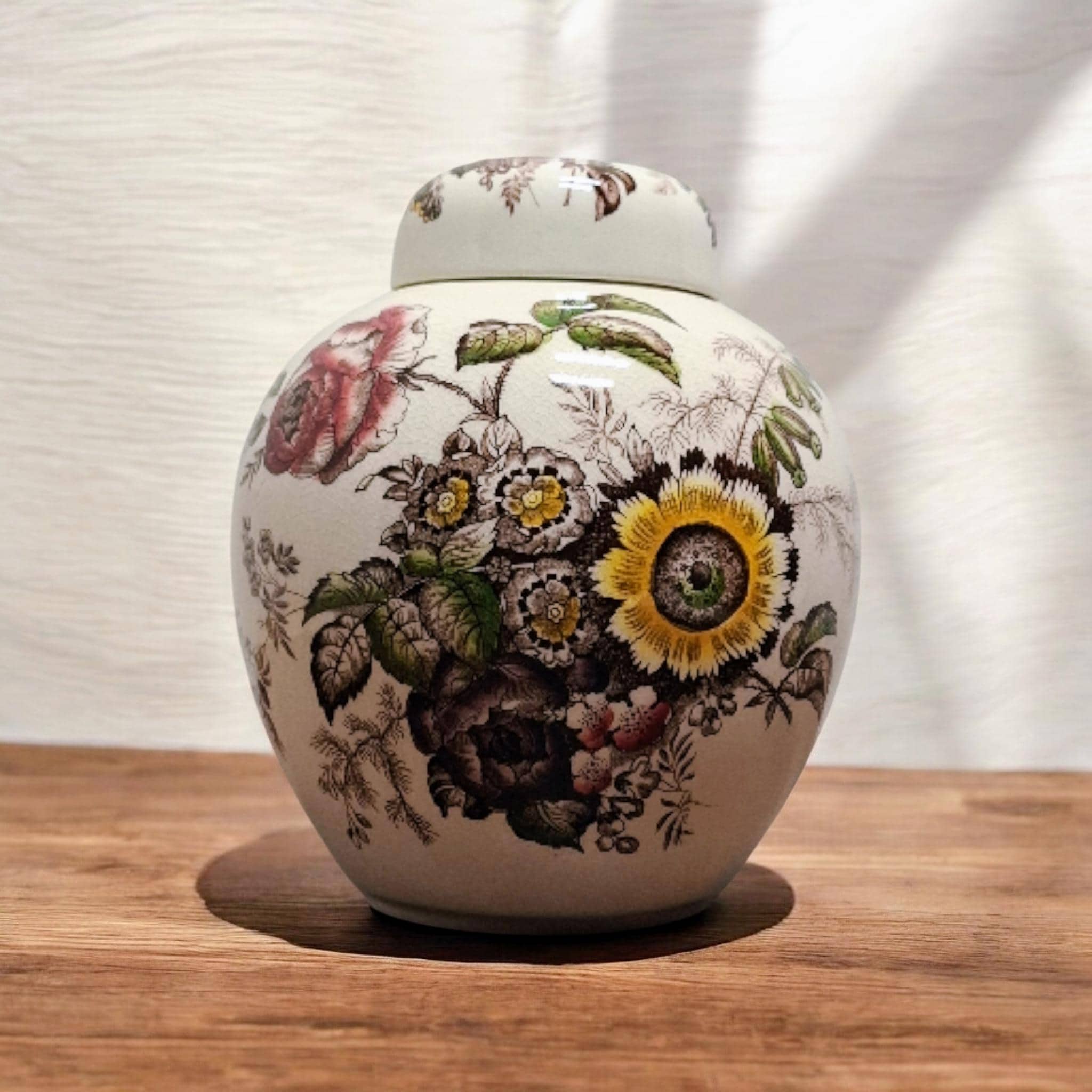Ancien Bocal Anglais En Céramique Avec Couvercle - Vieux Pot Vintage - Déco