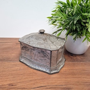 Antique Douwe Egberts Tin - Coffee Tin - Storage Tin - Sailing Boats and Mills