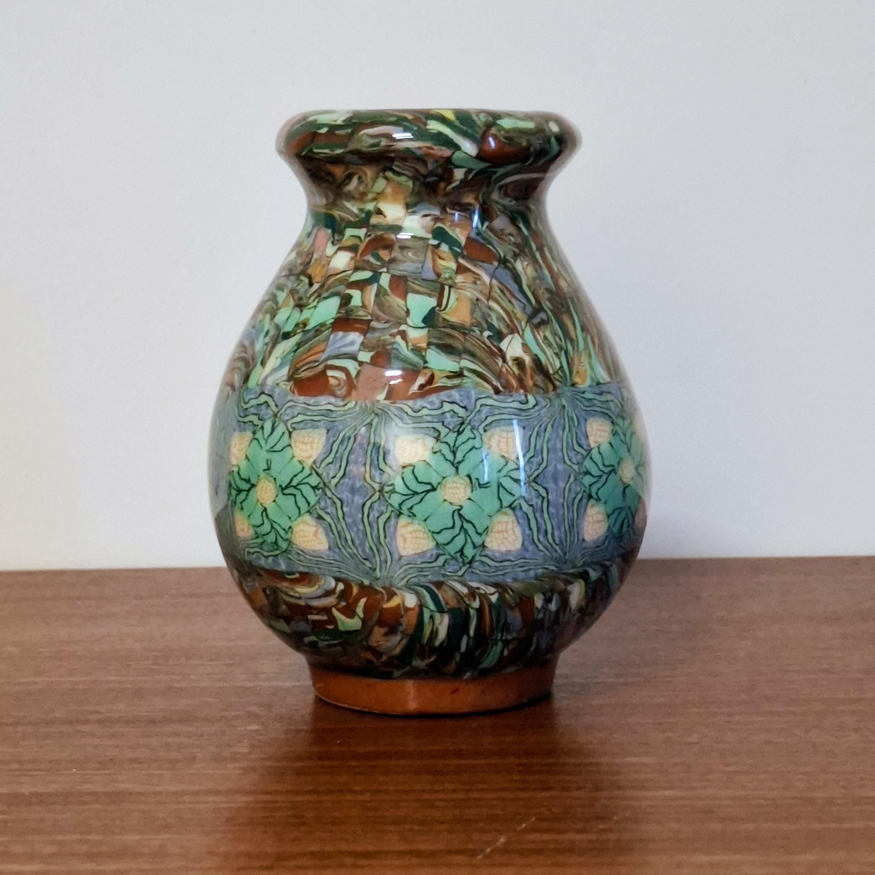 GERBINO - アールデコ - モザイク陶器花瓶 - ヴァロリス、フランス 