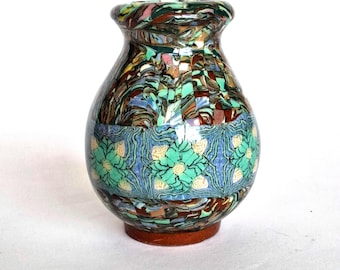 GERBINO - Art Deco - Mosaic Earthenware Vase - Vallauris France - 1960s