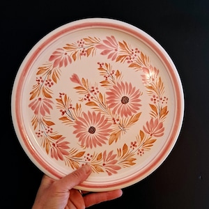 Vintage jaren 1990 HB Henriot Quimper Frankrijk gesigneerd - Bord Roze HB Quimper faience bord - Bretagne - Verzamelen