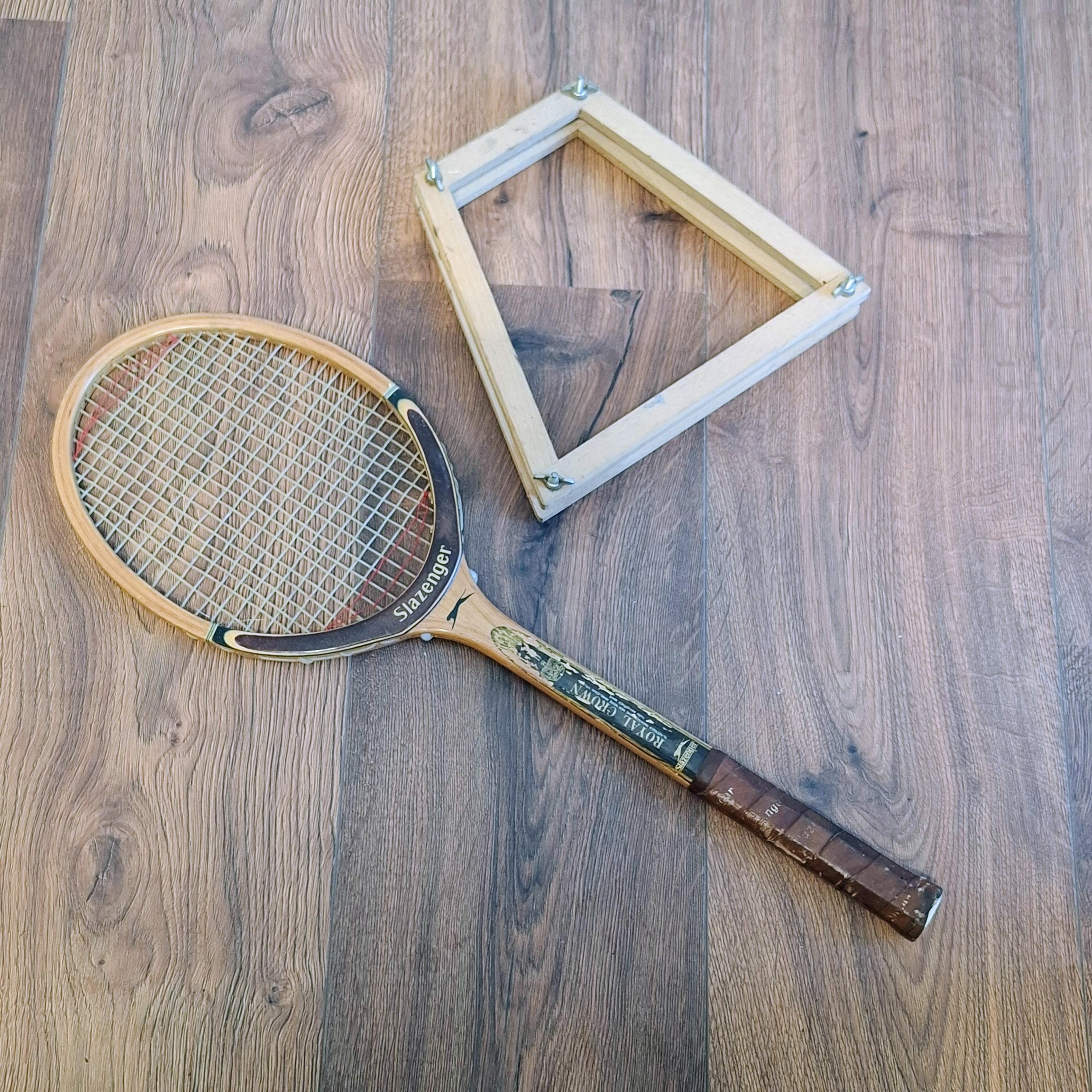 Raquette De Tennis Vintage Slazenger Royal Crown En Bois, Avec Pinces Dunlop, Fabrication Anglaise