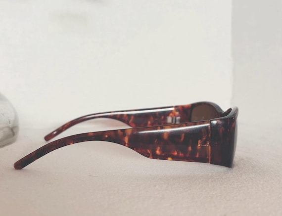 Vintage 90s Tortoise Shell Rectangular Sunglasses… - image 2
