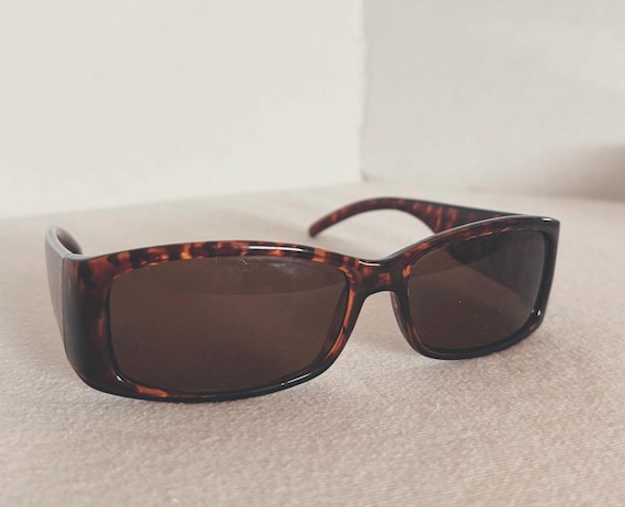 Vintage 90s Tortoise Shell Rectangular Sunglasses… - image 3