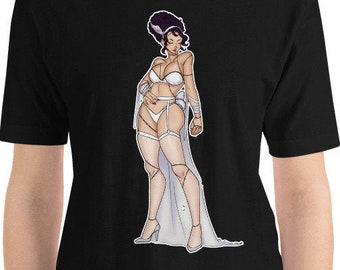 Halloween Frankenstein Bride in Sexy Lingerie Pin Up Girl Short-Sleeve Unisex T-Shirt