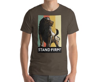 Retro Lion Graphic Tee - Stand Firm Vintage Unisex T-Shirt