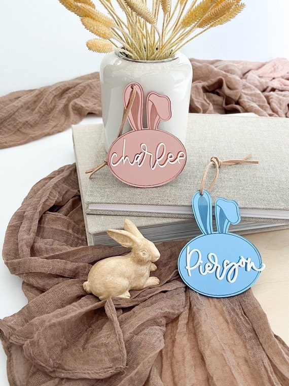 Mirrored rose gold Easter basket name tags. Mirrored blue Easter tag. Name tags. Easter basket name tag. Rose gold tags. Rose gold name tags