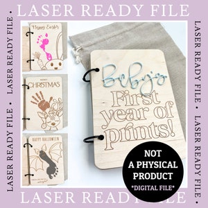 Digital Laser File- Babys First Year of Prints. Toddlers Year of Prints. Hand Print Book. Babys Keepsake book. Laser File Baby Shower Gifts.