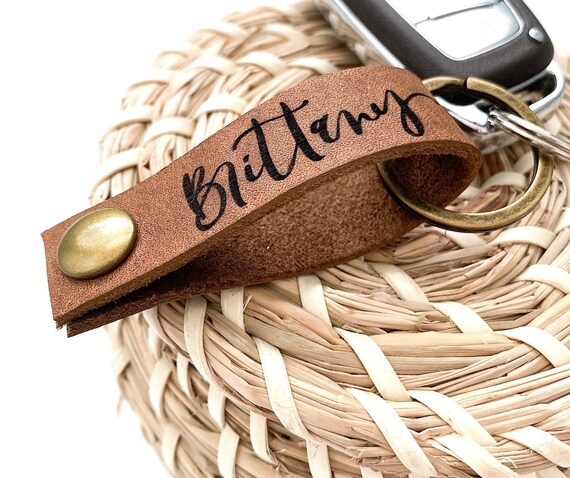 Personalized leather keychain. Engraved leather keychain. Engraved keychain. Leather snap. Custom engraved. Genuine leather. Monogrammed.