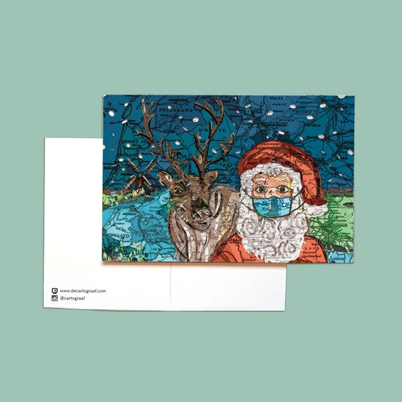 World map postcards - Christmas