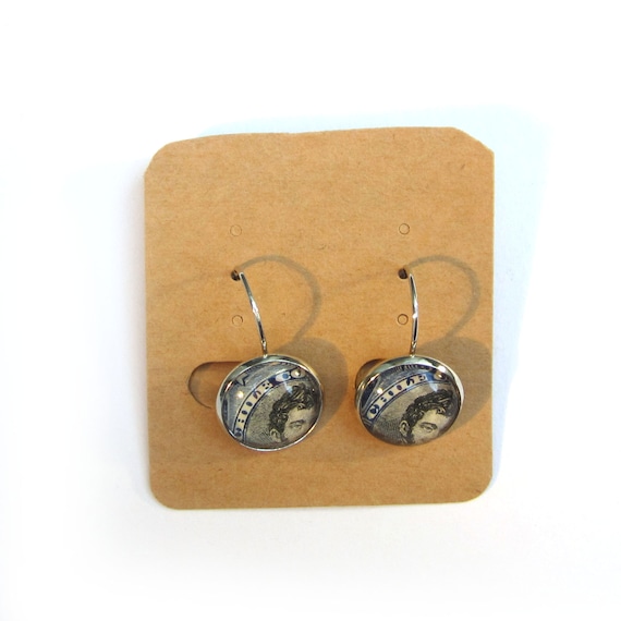 Postage stamp earrings - America