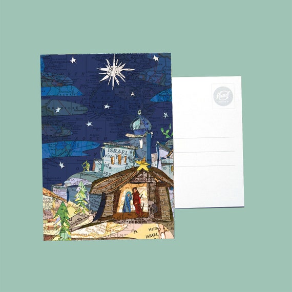 World map postcard - Christmas series