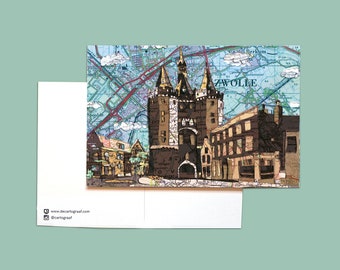 World map postcards - Dutch cities