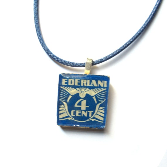 Scrabble tile postage stamp necklace - Netherlands variations