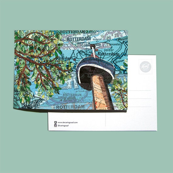 World map postcards - Rotterdam/Dordrecht variations