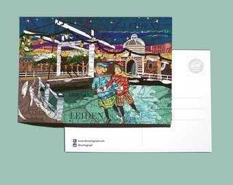 World map postcard - Winter series