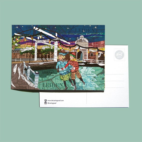 World map postcard - Winter series