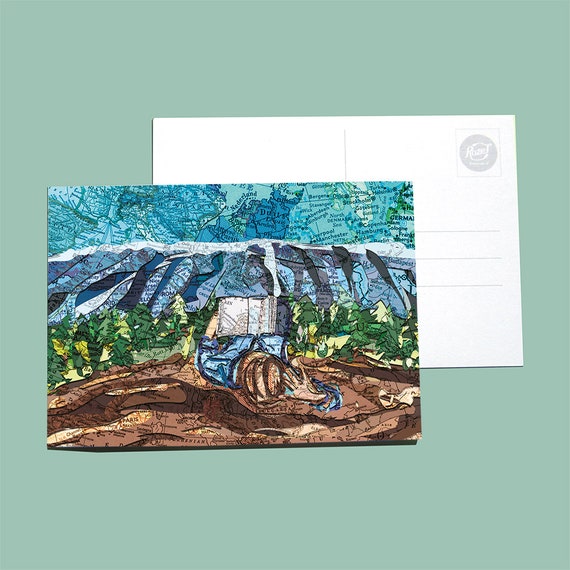 World map postcard - Wanderlust series