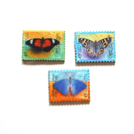 Postage stamp magnet set