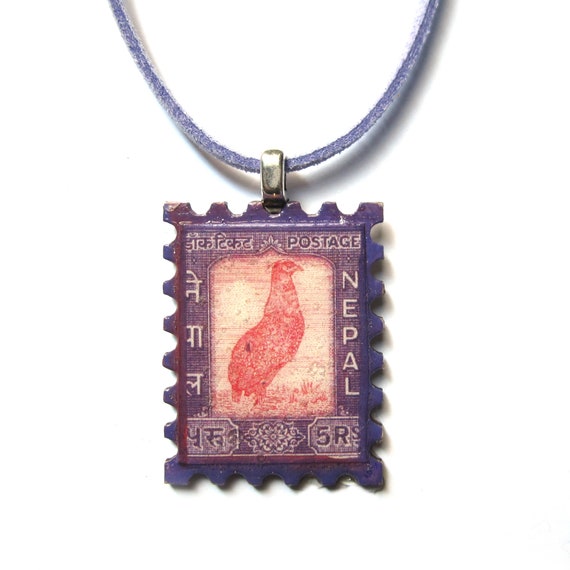 Postage stamp necklace - Asia