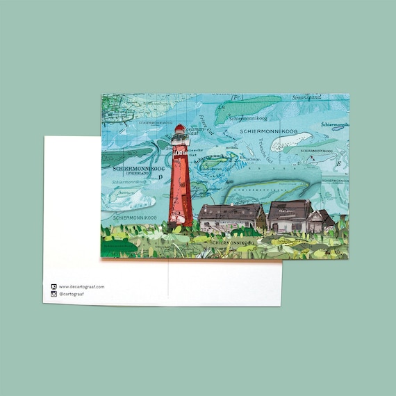 World map postcards - Wadden islands