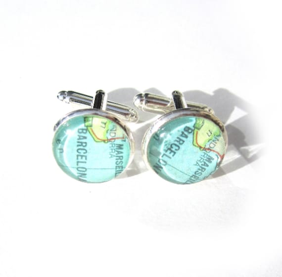 Personalized World map cufflinks - South Europe variations