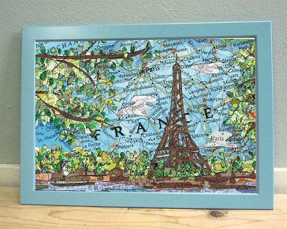 World map poster - Paris and Antwerp.